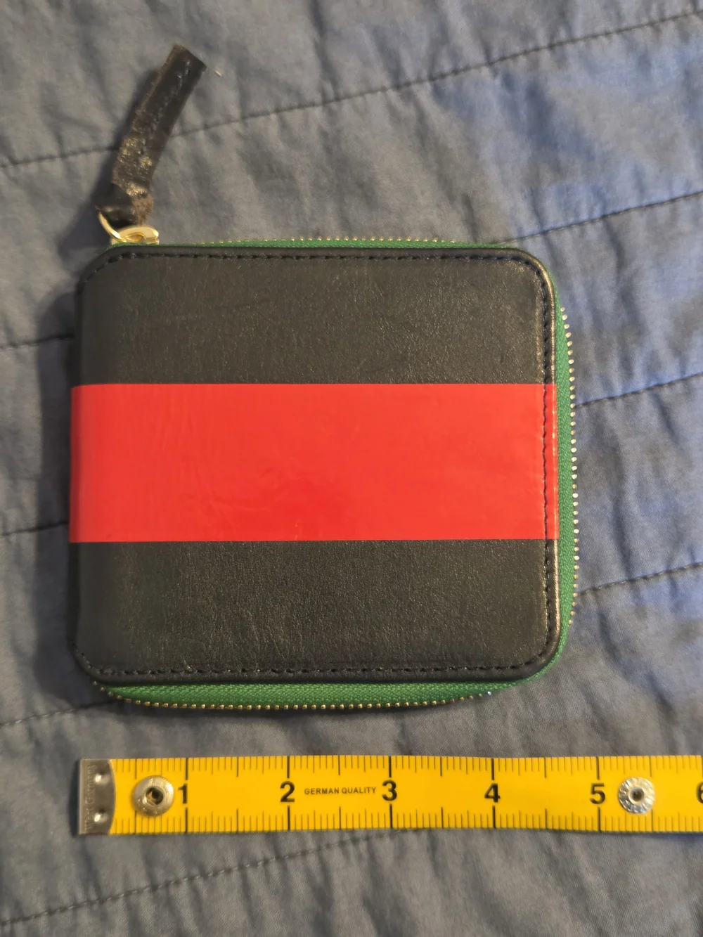 Clare V Navy Wallet with Red Stripe and Teal Zipper